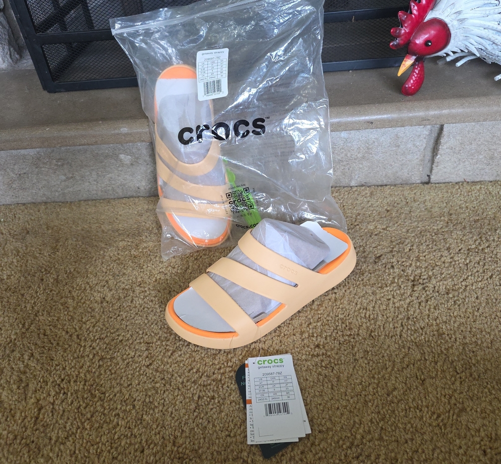 CROCS Peach and Orange Women Slide Sandals